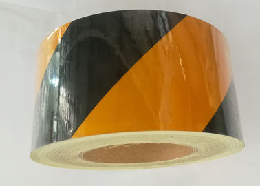 Black And Yellow Reflective Tape Sheets , Double Slant Banner Truck Trailer Reflective Tape