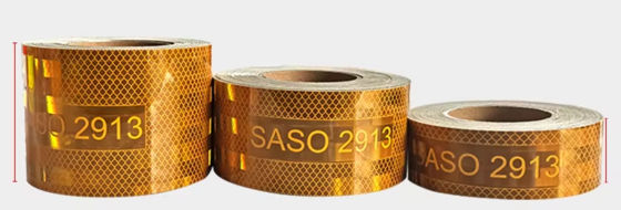 Saudi Arabian Market High Visibility 5CM*25M Yellow Red White Saso2913 Eye-catching Tape Dm Saso 2913 Automotive Reflective Tape