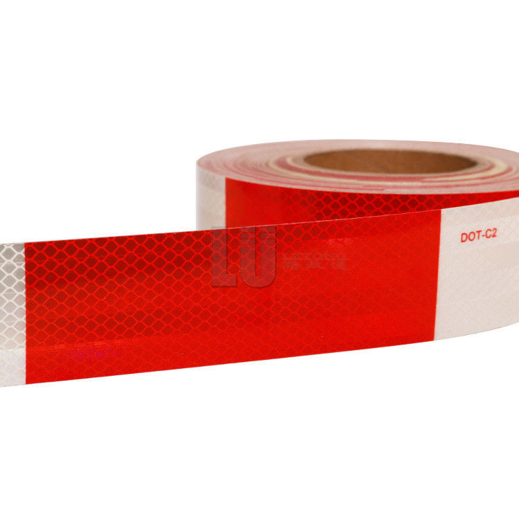 Self Adhesive DOT C2 DOT-C2 Red and White Micro Prismatic Retro Reflective Reflector Tape Stickers for Vehicle Trailer Truck