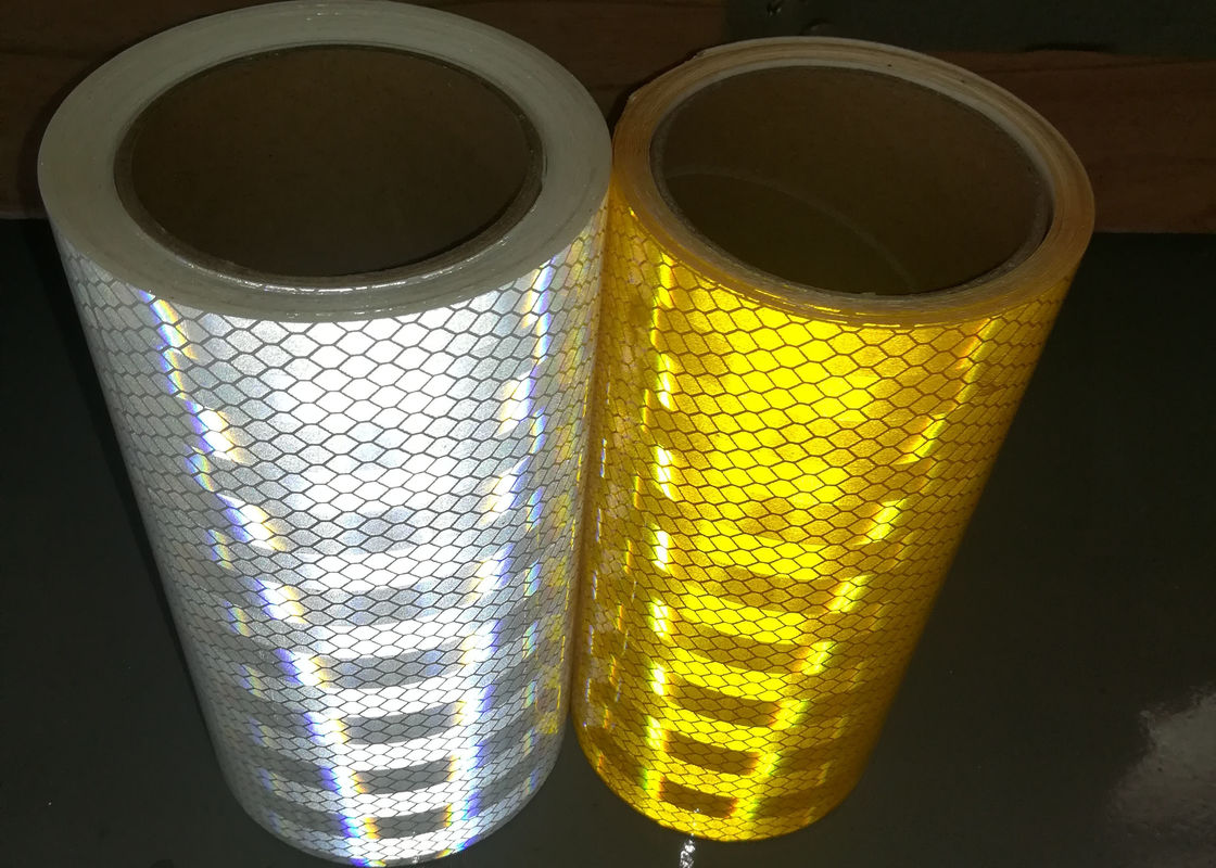 Greeen Yellow Blue High Intensity Prismatic Reflective Sheeting Roll , Microprismatic Retro Printable Reflective Vinyl