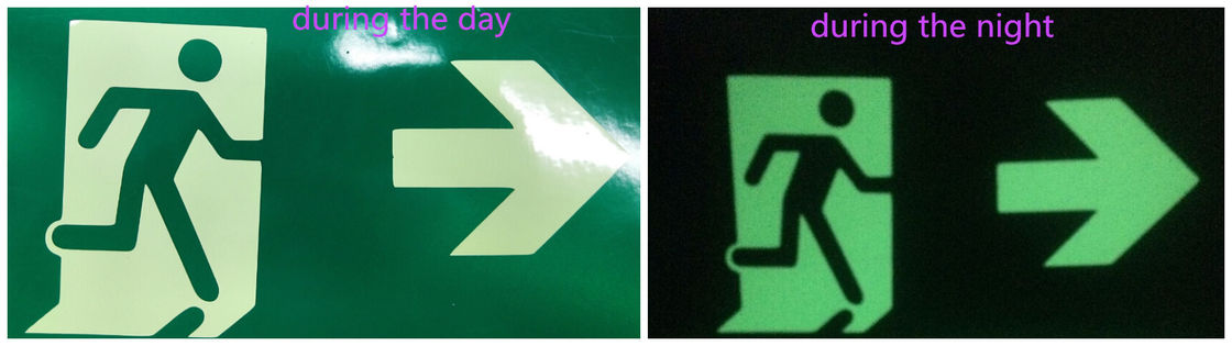 6Hours Screen Printing Exit Luminous Adhesive Vinyl Sticker Roll Photoluminescent Reflective Vinyl Film Sticker Glow In The Dark