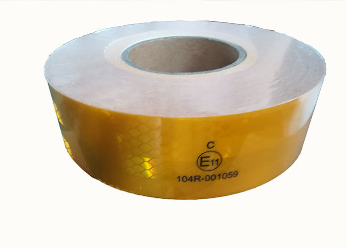Yellow Ece 104 Reflective Tape Custom Printed , Conspicuity Reflective Vehicle Marking Tape