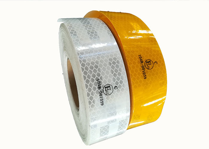 Custom  Ece 104  Reflective Tape For Vehicles Printed White Yellow  0.05*45.72m