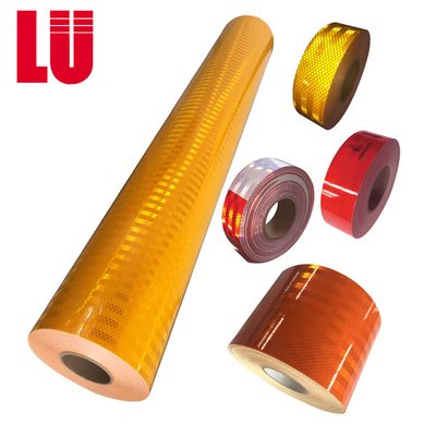 White Yellow Red Diamond Prismatic Reflective Sheeting In Rolls Packaging