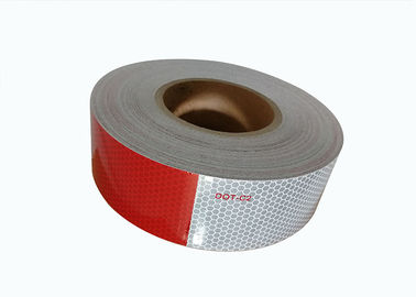 Red And White Retro Adhesive Reflective Tape For Vehicles  , Reflective Marking Tape