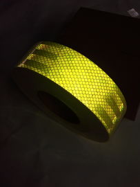 Night Reflective Conspicuity Tape , Flourescent Yellow Green High Visibility Reflective Adhesive Tape